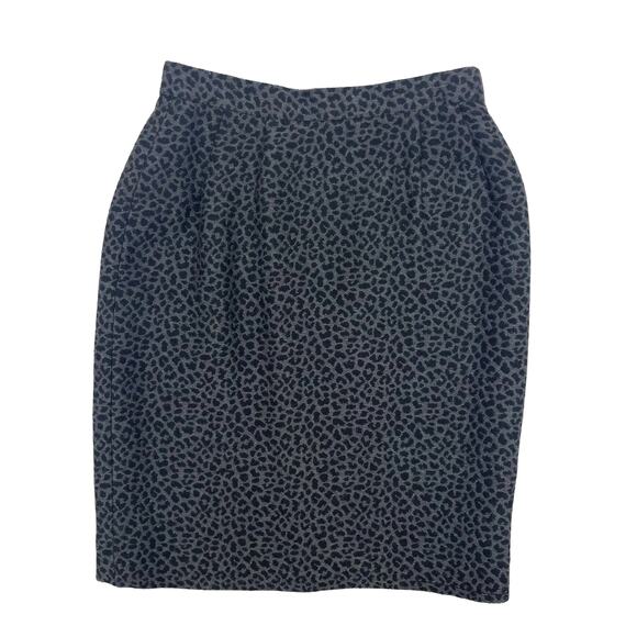 Carlisle Grey Black Leopard Print Wool Pencil Skirt Womens 6 - Picture 1 of 5